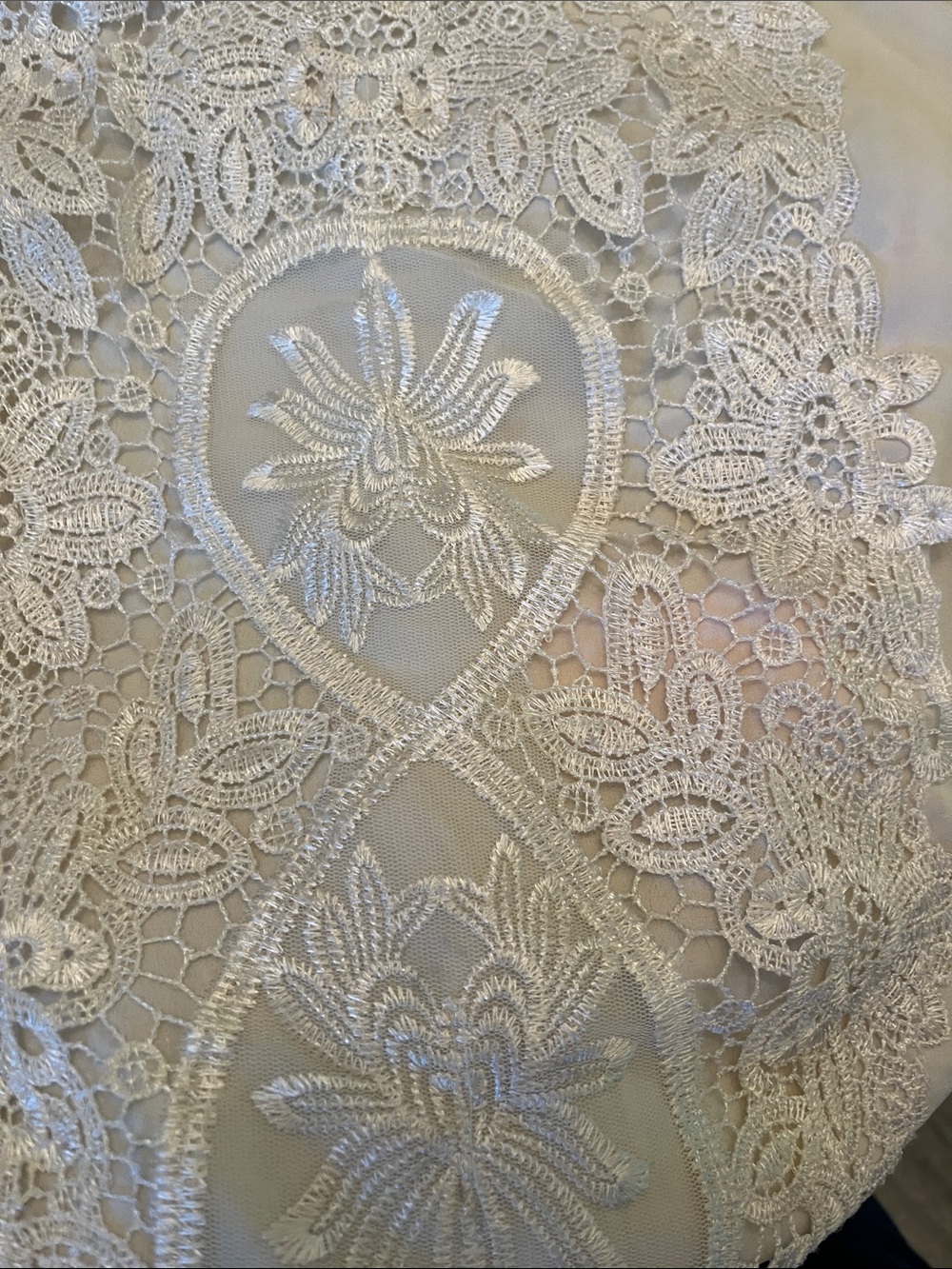 Cream Lace-Front Sleeveless Tunic